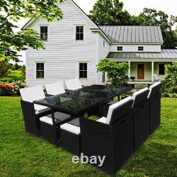 10 Seater Rattan Garden Furniture Set Dining Table Chair Stool Set Outdoor Patio