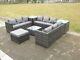 10 Seater U Shape Rattan Sofa Set Table Outdoor Garden Furniture Patio Grey