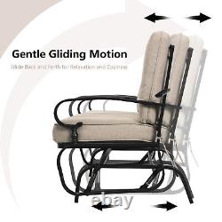 120CM 2 Seats Outdoor Swing Glider Chair Garden Patio Loveseat withCushions Beige