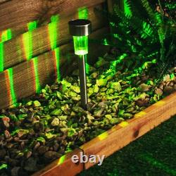 12 Colour Changing Led S/steel Solar Garden Patio Post Outdoor Lights Lanterns