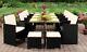 12 Seat Garden Outdoor Patio Rattan Furniture Rectangle Dining Set Dark Brown