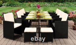 12 Seat Garden Outdoor Patio Rattan Furniture Rectangle Dining Set Dark Brown