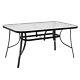 150cm Garden Dining Table Glass Top With Parasol Hole Outdoor Conversation Patio