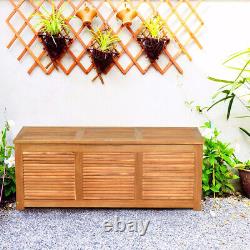 180L Storage Box Outdoor Patio Deck Wooden Garden Bench for Cushions & Tools