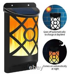 1/2/4 Solar 66 Led Wall Flame Light Torch Warm White Garden Lamp Outdoor Patio