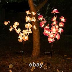 2PC Solar Garden Lights Orchid Flowers Stake Lamp For Yard Outdoor Patio Decor