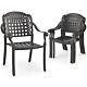 2x Outdoor Stackable Dining Chairs Cast Aluminum Patio Garden Arm Chair Bronze