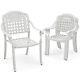 2x Outdoor Stackable Dining Chairs Cast Aluminum Patio Garden Arm Chair White