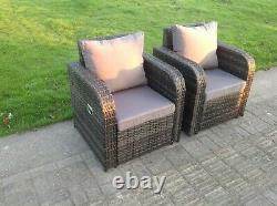2 PC Reclining Rattan Sofa Chair Patio Outdoor Garden Furniture Set With Cushion