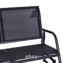 2-Person Outdoor Glider Bench Double Gliding Chair for Patio Garden Porch Black