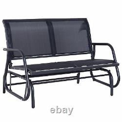 2-Person Outdoor Glider Bench Double Gliding Chair for Patio Garden Porch Black