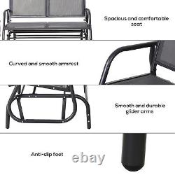 2-Person Outdoor Glider Bench Double Gliding Chair for Patio Garden Porch Grey