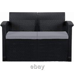 2-Seater Rattan Sofa with Cushions Fade Free Outdoor Garden Patio Furniture