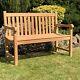 2 Seater Teak Wooden Garden Bench Outdoor Patio Indoor Straight Wood Seat