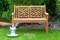 2 Seater Teak Wooden Garden Bench Outdoor Patio Seat Lattice Indoor Wood Chair