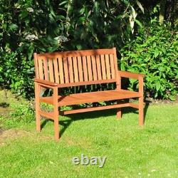 2 Seater Wooden Garden Bench Traditional Hardwood Outdoor Patio Furniture 120cm