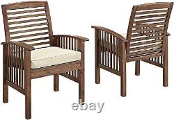2 Wooden Garden Chairs Solid Acacia Wood Outdoor Patio Pool Chair Armchair Brown