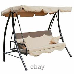 2-in-1 Patio Swing Chair 3 Seater Hammock Cushion Bed Tilt Canopy Garden Lounger