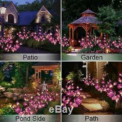 2 pack Orchid Flowers Solar Garden Stake Lamp For Yard Outdoor Patio Decor