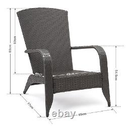 2 pcs Garden Rattan Chairs withArmrest & Cushions Patio In/Outdoor Furniture Grey
