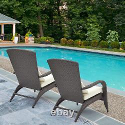 2 pcs Garden Rattan Chairs withArmrest & Cushions Patio In/Outdoor Furniture Grey
