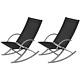 2 Pcs Outdoor Garden Patio Rocking Chairs Sun Lounger Portable Black Camping
