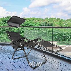 2 x Zero Gravity Recliner Chair Lounger Sun Garden Outdoor Folding Patio Canopy