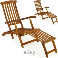 2x Wooden Deck Chair Sun Lounger Recliner Outdoor Garden Patio Furniture Wood