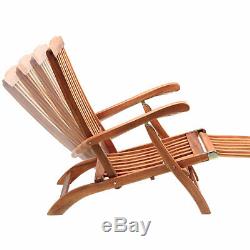 2x Wooden Deck Chair Sun Lounger Recliner Outdoor Garden Patio Furniture Wood