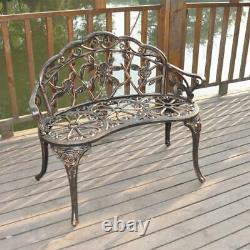 38.5 Metal Garden Bench Seat Outdoor Seating Decorative Cast Iron Park Patio UK