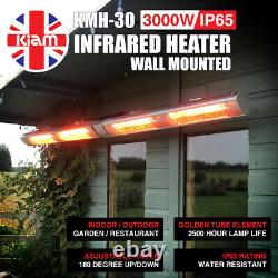 3KW Outdoor Electric Patio Heater Garden Wall Mounted Infrared Water-resistant