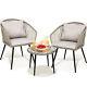 3pcs Outdoor Garden Wicker Furniture Patio Rattan Table Chairs Conversation Set