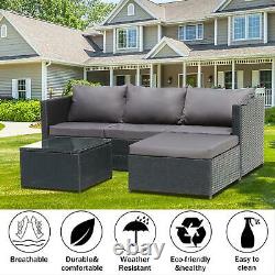 3PCS Outdoor Patio Sectional Furniture PE Wicker Rattan Sofa Set Garden Yard UK