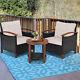 3pcs Outdoor Rattan Furniture Bistro Set Garden Patio Wicker Table & Chair Set