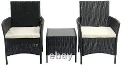 3PCS Outdoor Rattan Garden Furniture Bistro Set Patio Wicker Table & Chair Set