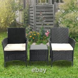 3PCS Outdoor Rattan Garden Furniture Bistro Set Patio Wicker Table & Chair Set
