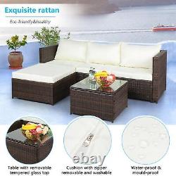 3PCS Rattan Garden Furniture 4 Seater Corner Sofa Coffee Table Outdoor Patio Set