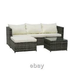 3PC Rattan Furniture Sofa Set Outdoor Patio Garden Sectional PE Wicker WithCushion