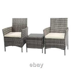 3PC Rattan Garden Furniture Bistro Set Outdoor Patio Wicker Table & Chair Set