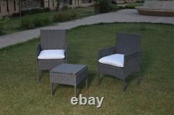 3PCs Outdoor Rattan Bistro Garden Furniture Set Patio Wicker Table & Chair Set