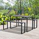 3pcs Outdoor Dining Set Metal Beer Table Bench Patio Garden Yard Black