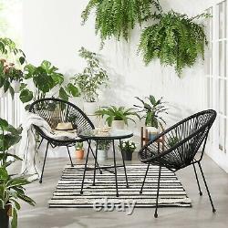 3Piece Garden Patio Furniture Set Outdoor Seating Acapulco Chair Black GGF013B01