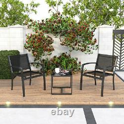3 PCS Garden Furniture Set 2 Seater Armchairs & Table Patio Bistro Outdoor Set