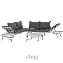 3 Pcs Garden Seating Set w Sofa Lounge Coffee Table Outdoor Patio Furniture