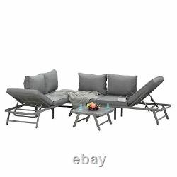 3 Pcs Garden Seating Set with Sofa Lounge Coffee Table Outdoor Patio Furniture