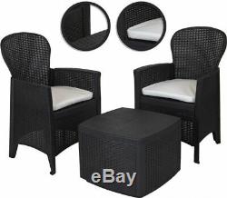 3 Piece Outdoor Indoor Patio Garden Table 2 Chair Rattan Style Furniture Set