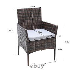 3 Piece Rattan Outdoor Patio Garden Furniture Coffee Table & 2 Chairs Bistro Set