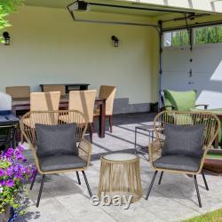 3 Pieces Outdoor Patio Set 2 Chairs 1 Coffee Table Garden Balcony Deck