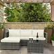 3 Pieces Rattan Garden Furniture Patio Set Outdoor L-shape Sofa & Table Set Grey