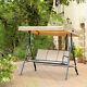 3 Seater Garden Swing Chair Patio Hammock Outdoor Bench Seat With Canopy Beige